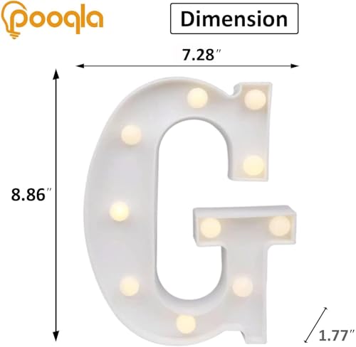 Image of Pooqla LED Light Up Letters, Warm White and Colorful Lighted Marquee Letters with Remote, Lighted Letter for Party Birthday Decorations, Gift for Girls Boys Night Light, Wedding Home Decor, Letter G