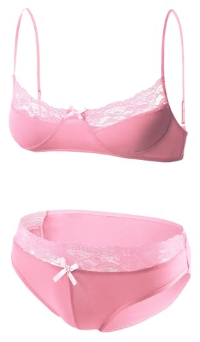 Mens Sissy Lingerie Set Lace Bra Top Briefs Crossdressing Gay Role Play Adjustable Straps Underwear S-2XL