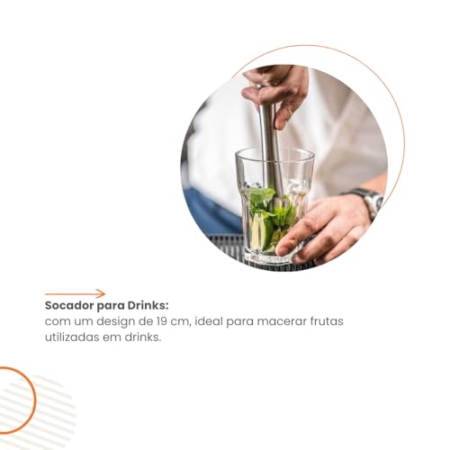 Kit Coqueteleira Barman Profissional Para Drinks e Caipirinha Em inox 5 Peças