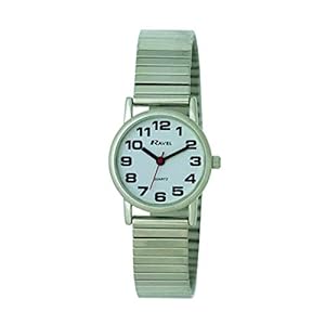 Ravel – uniseks gemakkelijk te lezen staal expander armband horloge met grote getallen