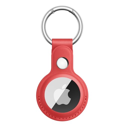 Meliya Funda para AirTag Llavero,1 Pieza Llaveros AirTag Funda Protectora de Cuero Funda Anti-Perdida Anti-Rasguños para AirTag(No Incluye AirTags)(Ro...