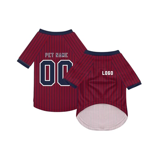 Personalisiert Hundekostüm Personalisiert Haustier Trikot mit Name Nummer und Logo Haustier T-Shirts Haustiere Trikot Haustier Weste T-Shirts für Kleine Mittlere Bis Große Hunde (B40 Wine,L)