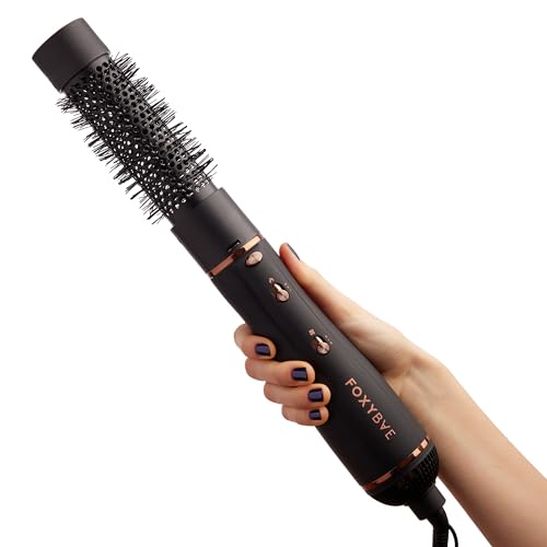 FoxyBae 3-in-1 Ceramic Interchangeable Hair Tools - Blowout Dryer - 3 Detachable Heads: 2.4" Blowout-Brush, 1.5" Hot Round Brush & Drying Cylinder Hair-Dryer & Hair Styling Set (Black Rose-Gold) - Image 4