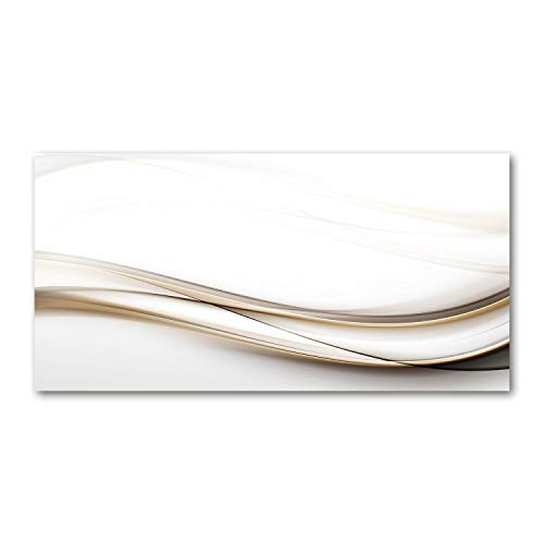 Crédence de cuisine en verre 100x50cm Tulup beige avec motif d'abstraction des vagues