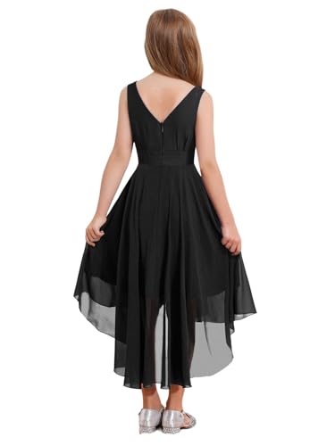 Kids Girls Sleeveless High-Low Hem Chiffon Flower Girl Bridesmaid Wedding Dress for Special Occasion4