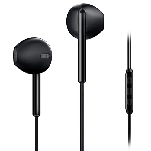TONEMAC Hi-Res Bass Earbuds T5M In-Ear Headphones Wired Earbuds with Microphone for Smart Cellphone,PC,Tablet, Lightweight Earphones with Volume Control 3.5mm Jack Headphones