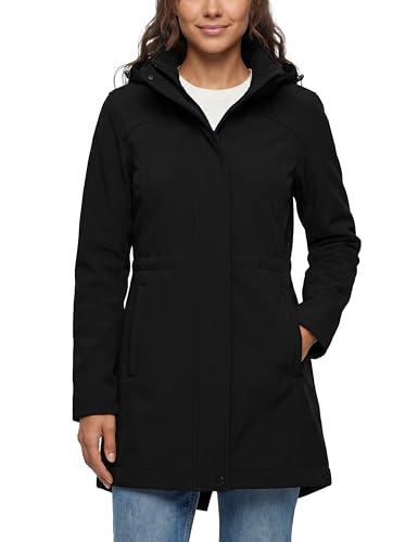 Stylish Raincoats for Ladies with Hood: 8 Pretty Picks That Make Rainy Days Feel Like a Fashion Moment 11 wantdo Women's Softshell Jacket Lightweight Waterproof Fleece Lined Hooded Rain Jacket Warm Windbreaker Coat Black S