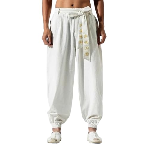 Japanese Kimono Pants Embroidered Loose Harajuku Casual Men Trousers Traditional Clothing
