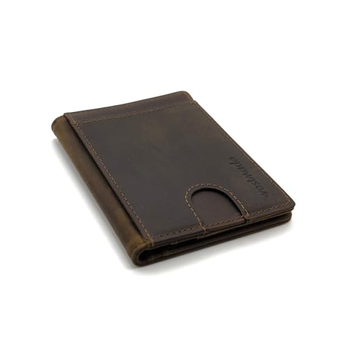 Merwin Vertical Bifold RFID Blocking Slim Quick Access Pull Tab Wallet (Cowboy Brown)3