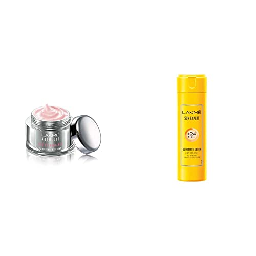 Image of Lakme Absolute Perfect Radiance Skin lightening /Brightening Night Creme 50 g And Lakme SPF 24 PA ++ Sun Expert UV Lotion, 120ml