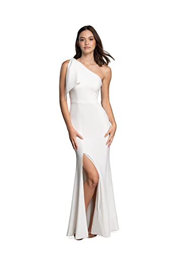 Amazon.com: Dress the Population Womens Georgina Asymmetrical Bow Neckline  Bodycon Midi, Off-White, XX-Small US : Clothing, Shoes & Jewelry