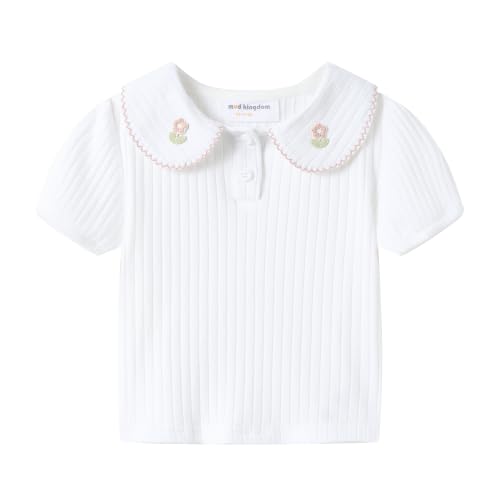 Image of Mud Kingdom Girls Peter Pan Collar T-Shirts Flower Top Short Sleeve Summer