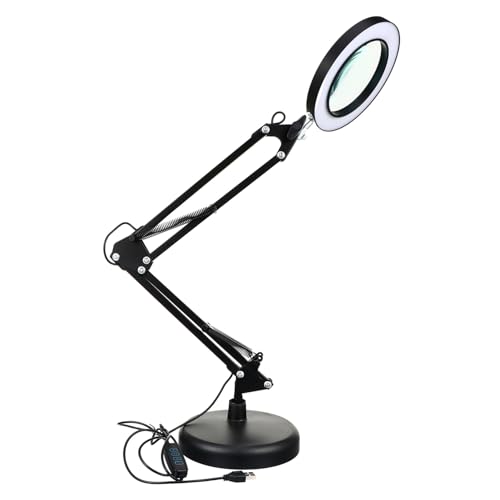 EXHUMKY Lámpara de Aumento LED con Lupa Plegable Luz Regulable Brazo Ajustable para Estética Manualidades y Mantenimiento Profesional