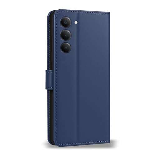 Image of AIBEX Shock Proof Flip Compatible for Redmi 15 5G Flip Cover Leather Finish | Inside TPU with Card Pockets | Wallet Stand | Complete Protection Flip Case- Blue