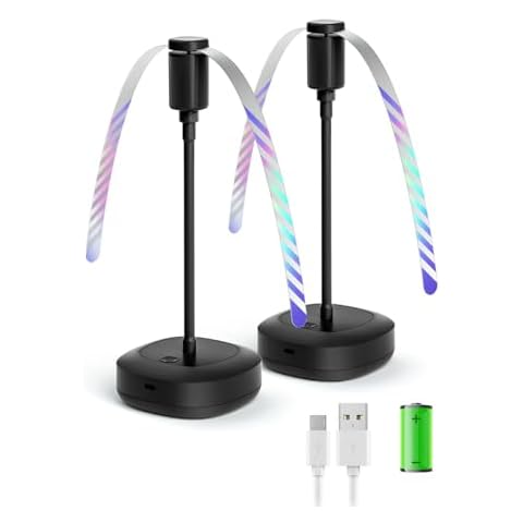 Edvision 2 Pack Food Fan for Table, 2000mAh USB Powered Rechargeable Food Fan, Portable Fan with Flexible Goose-Neck and Soft Blades, Quiet Table Food Spinner for BBQ, Picnic, Patio, Parties, Outdoor Cover