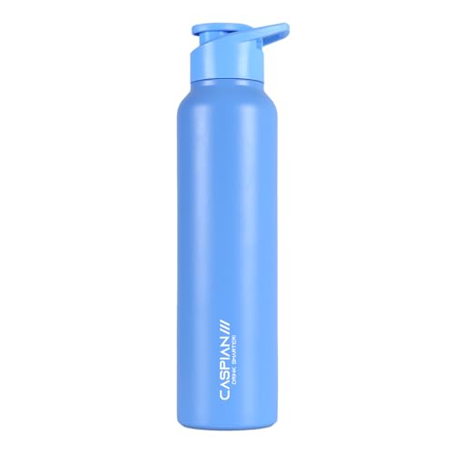 Image of CASPIAN / / / HIke ISI Certified Stainless Steel Water Bottle 1 ltr. (Capri Blue, 1 Litre) | Leak Proof Sipper for Fridge Home Office Travel School Kids Boys Girls Adults Sports Gym Yoga Gift|BPA Free