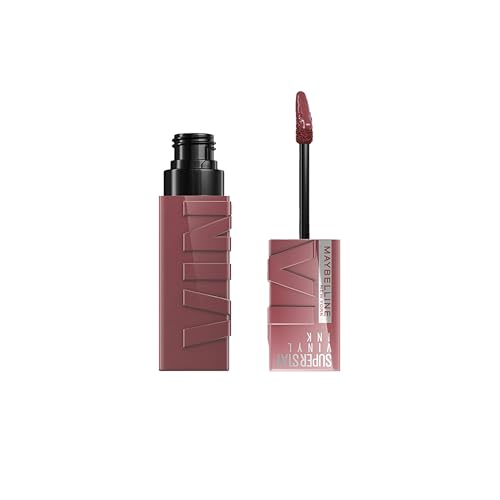 Maybelline NY SuperStay Vinyl Ink Batom Líquido, Longa Duração, Acabamento Vinil Espelhado e Efeito Gloss, Brilho Instantâneo, Conforto para os Lábios, Fórmula Vegana, Cor Witty 4,2ml