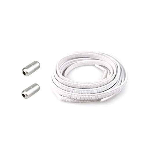 1 par elástico plano de bloqueo cordones de los zapatos cordones Sin lazo creativo zapatillas de deporte cordones de zapatos 100cm Blanco, 100cm Cover