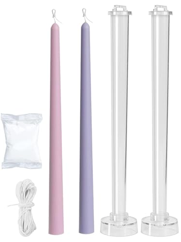 2-Pack Taper Candle Molds for Candle Making, Clear Plastic Pillar Candlestick Candle Mold,Classic Tall Taper Mold for Church Christmas Candlelight Dinner Valentine's Day (12.87inch)