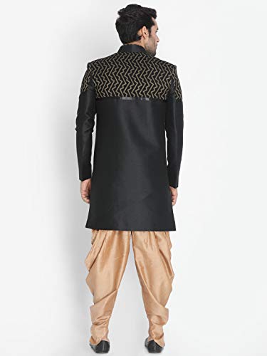 Image of VASTRAMAY Men's Beige Silk Blend Sherwani Set