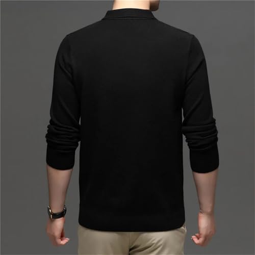 Dcvmvmn Men Winter Soft Knitwear Turn-Down Collar Pullover Sweater Casual Solid Jumper Coffee2