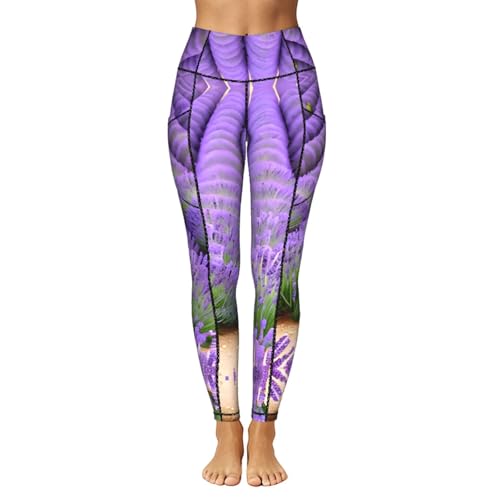 Leggings de lavanda con bolsillos transpirables para mujer 2