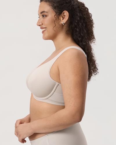 Image of DELIMIRA Women's Front Closure Bras Posture Full Coverage Plus Size Underwire Unlined Back Support Plunge Seamless Bra B-H