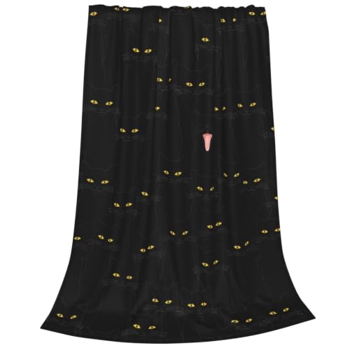 Black Cat Fleece Throw Blanket Soft Flannel Plush Lightweight Warm Cozy Blanket for Men Women Couch Bed Sofa Travel 50x60