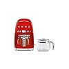Smeg 50s retro drip coffee maker with extra glass carafe red  urban country home decor
