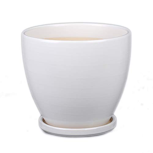 Pot de fleurs céramique blanche cache-pot salon table 21 cm - 2