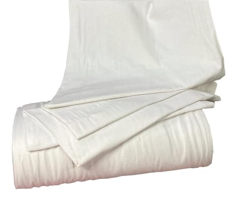 Image of Glus Fabric by The Metre-Mercerised Dyed Cotton for Embroidery-Cross Stitch-Bed Covers-Curtains-Cushion Covers-Table Cloth-Chair Upholstery-Sofa Cover (White, 100 cm X144 cm)