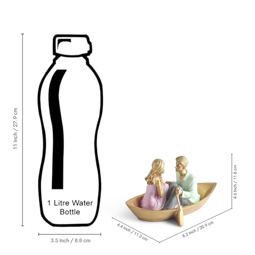 Image of ExclusiveLane 'Boat Couple' Resin Decorative Items for Living Room (Hand-Painted, 11.8 Cm)|Couple Show Pieces for Home Decor |Multicoloured