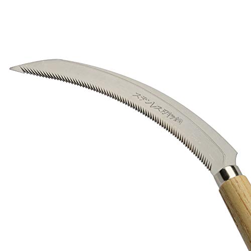 KEYI Saw Tooth Grass Sickle 6.7" Light Serration Stainless Steel Blade,Great for Removing Garden Courtyard Unwanted Weeds Anti and Vines