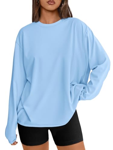 Trendy Queen Womens Oversized Long Sleeve T Shirts 2025 Basic Crewneck Tee Fall Tops Casual Workout Y2K Clothes