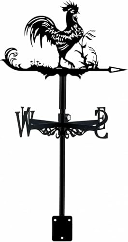 Banderuola segnavento decorativa da giardino retrò a forma di gallo, banderuola segnavento decorativa, picchetto da giardino, banderuola in acciaio inossidabile, kit di indicatori di direzione per gaz
