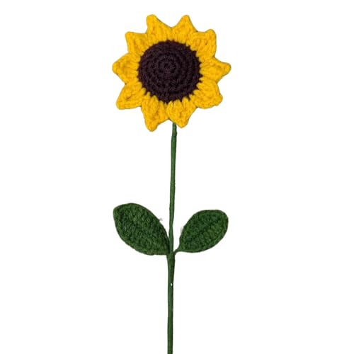 Image of Prapti Handicrafts Artificial Crochet Single Sunflower Forever Flowers Hand Knitted Flower for Home Decoration,Table Decor