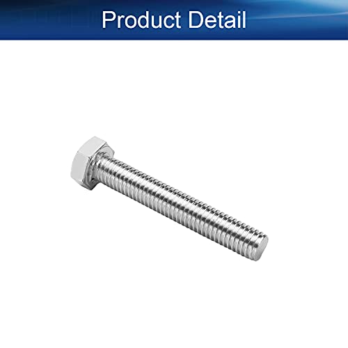 Image of Bettomshin 1Pc M8 x 50mm Hex Bolts, 304 Stainless Steel 1.25mm Thread Pitch Fully Threaded Metric Hex Head Screw Bolts, Hexagon Screw Bolt, Hex Tap Bolts, Silver, A2-70 (Overall Size 54.8x13x13mm)