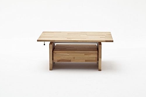 Robas Lund Couchtisch Massivholz mit Liftfunktion, Wohnzimmertisch in Kernbuche Massiv , Stellmaß BxHxT 110x51x70 cm