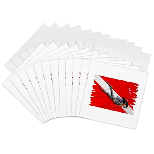 Cartes de vœux motif plongeuse finition premium 15,2 x 15,2 cm lot de 12 enveloppes incluses