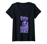 Damen Skater Gonna Skate - Cooles Retro Flip Skateboard T-Shirt mit V-Ausschnitt
