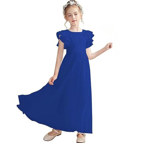 Générique Robes de Mariage,Flower Girl Dresses Sleeves Junior Bridesmaid Dress A Line First Dress Robe Longue Hiver(Blue,12-18 M)