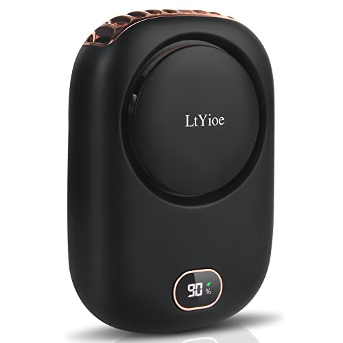 LtYioe Handheld Mini Fan - Rechargeable Personal Eyelash Fan With Strong Airflow, LED Smart Display, 3 Speed for Desk, Home, Travel, Office, Outdoor (Black)