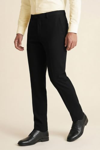 Image of Peter England Men's Premium Formal Stretchable Knit Super Slim Fit Trouser | Comfort Lycra | 360-Degree Stretch