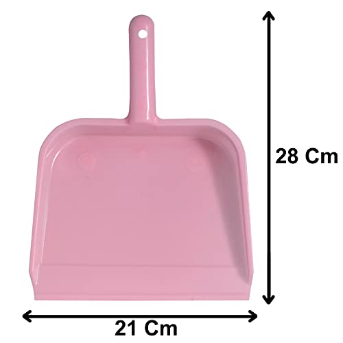 Image of Heart Home Plastic Lightweight 10 inch Dustpan with Comfort Grip Handle for Easy Sweep Broom, Pack of 2 (Pink)