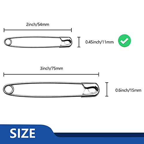 Zipcci 2 Inch Safety Pins Heavy Duty - 200 Pcs Large Safety Pins - Safety Pins - Heavy Duty #TOP1