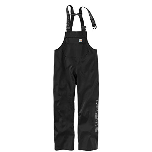 Carhartt Men's Midweight Waterproof Rain Storm Bib Overalls, Black, 2X-Large