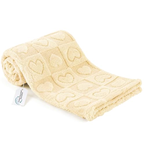 gogobunny Pet Blanket for Dogs Cats, 300GSM Ultra Soft Coral Fleece Blanket, Washable Small Dog Cat Blanket, Calming Crate Mat, Furniture Protector for Couch Bed Car Seat, Beige, 25x35IN