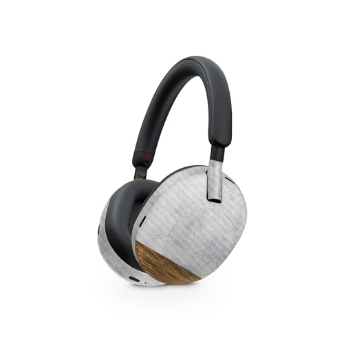 Image of MightySkins Carbon Fiber Skin Compatible with Sony WH-1000XM5 Headphones - Concrete Wood | Protective, Durable Textured Carbon Fiber Finish | Easy to Apply