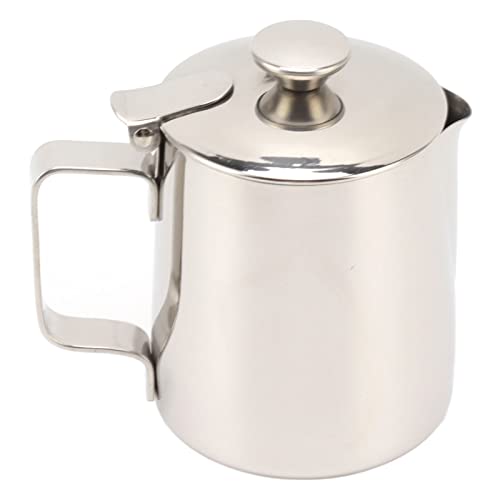 Jarra para espumar leche de acero inoxidable con tapa para espuma de café capuchino 2