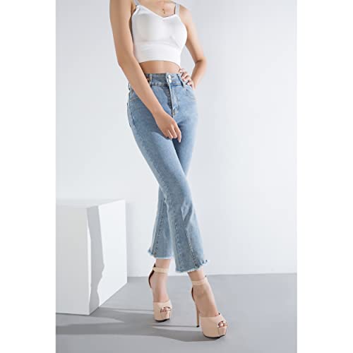 Image of MAIERNISI JESSI Women's Platform High Heel Sandals, Ankle Strap, Peep Toe, Stiletto Heels, Zip
